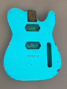 TrueTone Strat Relic Telecaster HH Body, Aged Nitro Seafoam Green