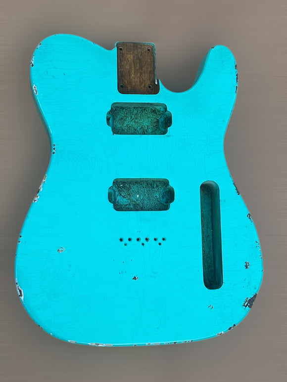 TrueTone Strat Relic Telecaster HH Body, Aged Nitro Seafoam Green MADE TO ORDER