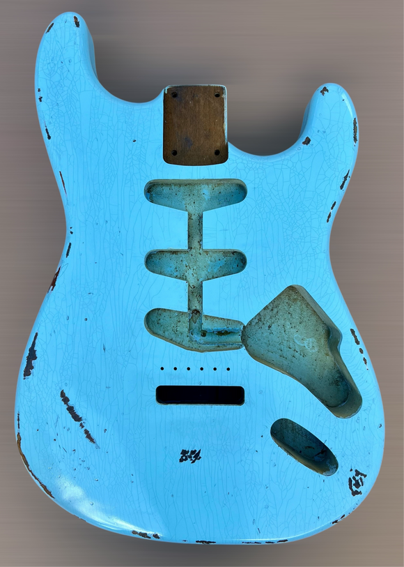 TrueTone Strat Relic Stratocaster Body, Aged Nitro Sonic Blue