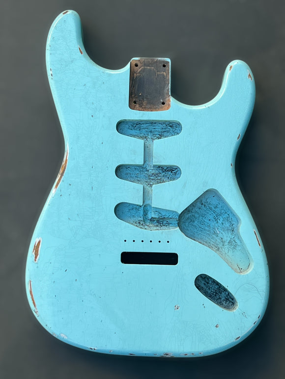 TrueTone Strat Relic Stratocaster Body, Aged Nitro Sonic Blue MADE TO ORDER